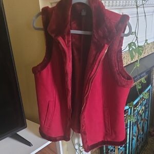 Chaps Plush Red Fleece Vest XL
